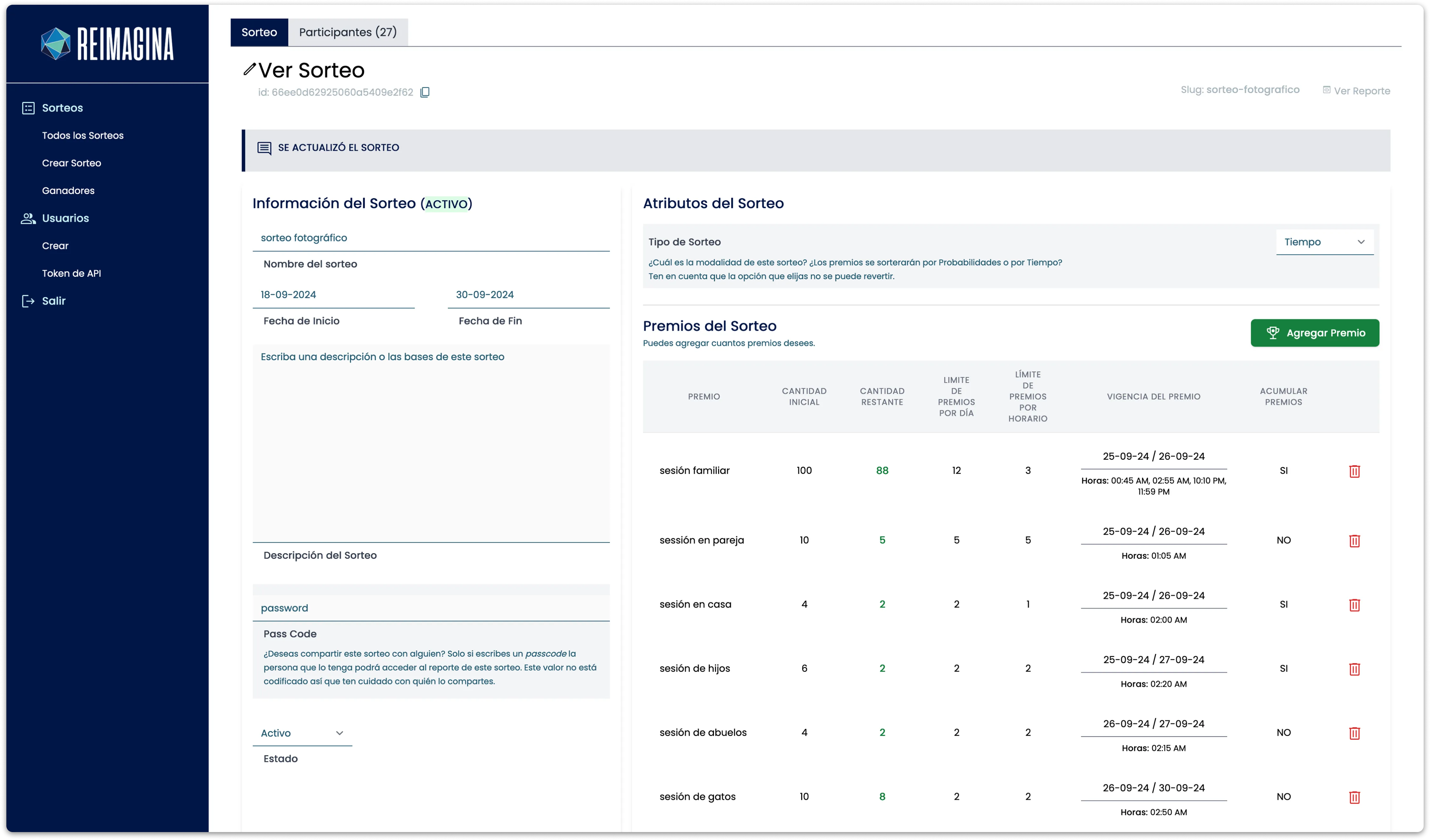 Sorteos Reimagina screenshot 2