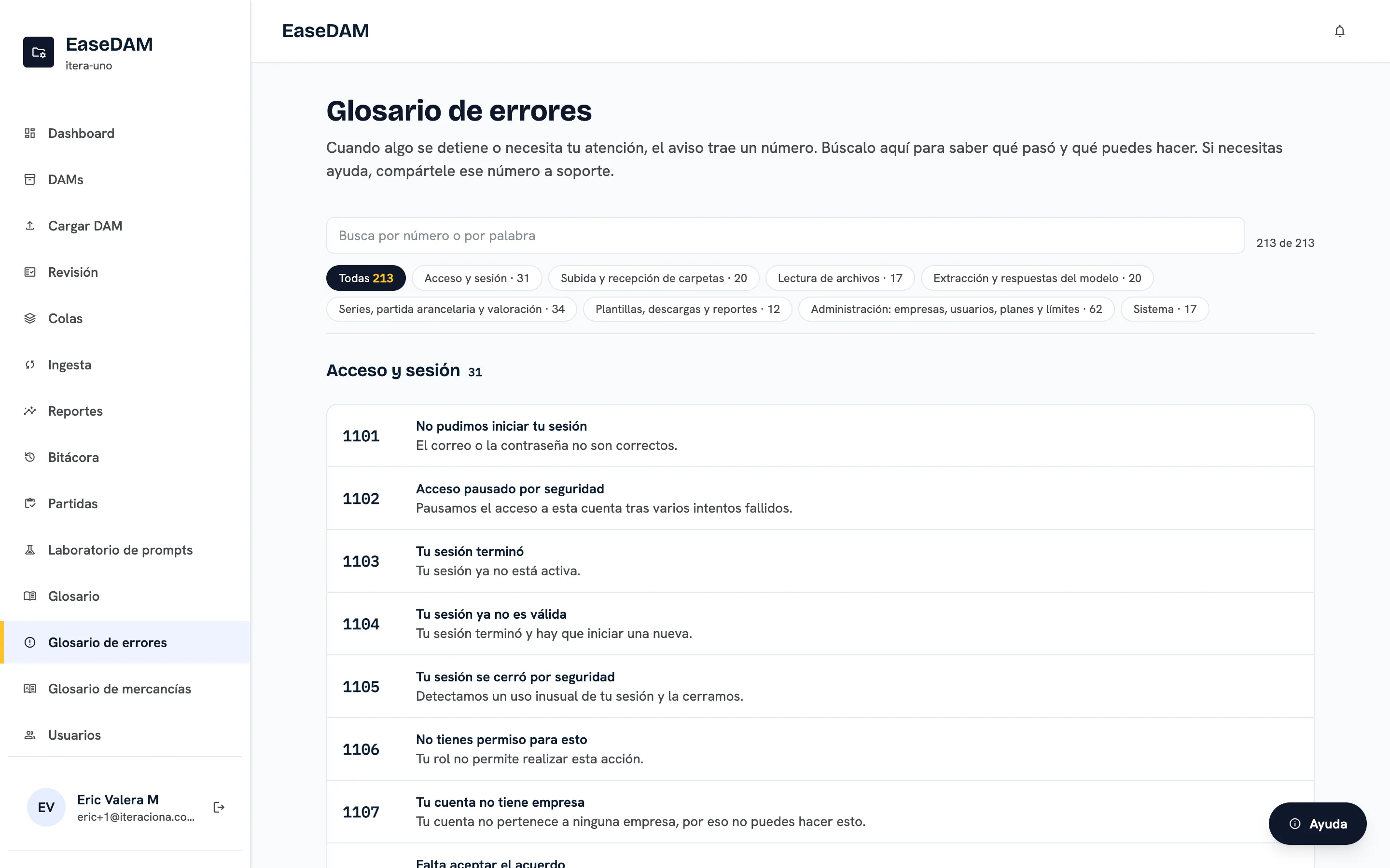 Glosario de mercancías: términos y sinónimos que ayudan al sistema a entender palabras de las facturas al proponer la partida.